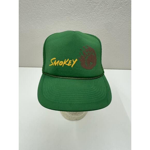 Cameo Smokey the Bear Snapback Trucker Hat Foam Mesh Rope Cap - Picture 1 of 10